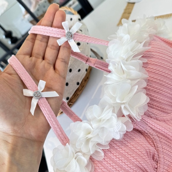 Miu Miu Pink Ruffle One-Piece Swimsuit with Floral Trim - Picture 8 of 10